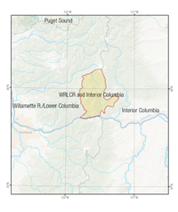 Map of Willamette and Interior Columbia Recovery Domain
